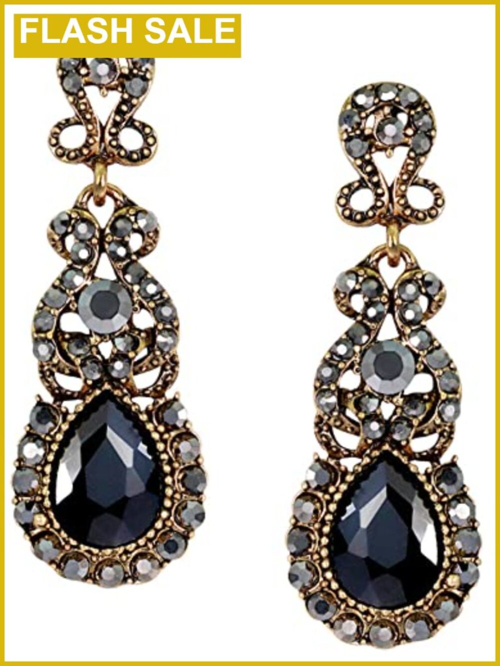Vintage Deco Style Rhinestone Dangle Statement Earrings